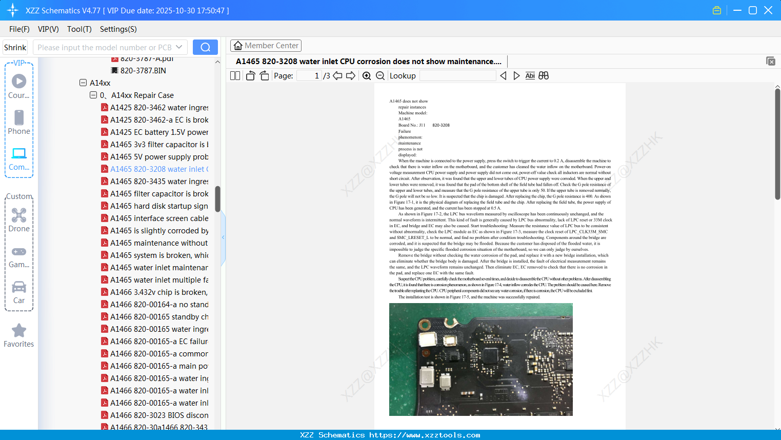 Laptop Apple A1465 820-3208 Water Inlet CPU Corrosion Does Not Show Maintenance